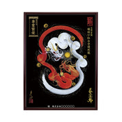 【昇運・守護・縁結びの京都一筆龍】 龍神御加護の絵画(大)【縁結び紅白守護双龍】