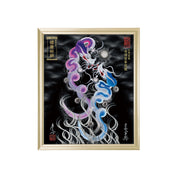 【昇運・守護・縁結びの京都一筆龍】 龍神御加護の絵画(小)【守護紫蒼双龍】