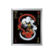 【昇運・守護・縁結びの京都一筆龍】 龍神御加護の絵画(小)【縁結び紅白守護双龍】