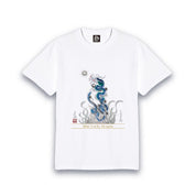 【昇運・守護・縁結びの京都一筆龍】 龍神御加護の絵画Tシャツ明朝体【昇運青龍】