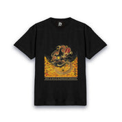 【昇運・守護・縁結びの京都一筆龍】 龍神御加護の絵画Tシャツゴシック体【守護紅金龍】