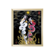 【昇運・守護・縁結びの京都一筆龍】 龍神御加護の絵画(小)【縁結び桜白昇運双龍】