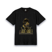 【昇運・守護・縁結びの京都一筆龍】 龍神御加護の絵画Tシャツゴシック体【守護黒金龍】