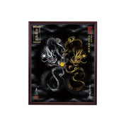 【昇運・守護・縁結びの京都一筆龍】 龍神御加護の絵画(小)【守護黒金銀双龍】